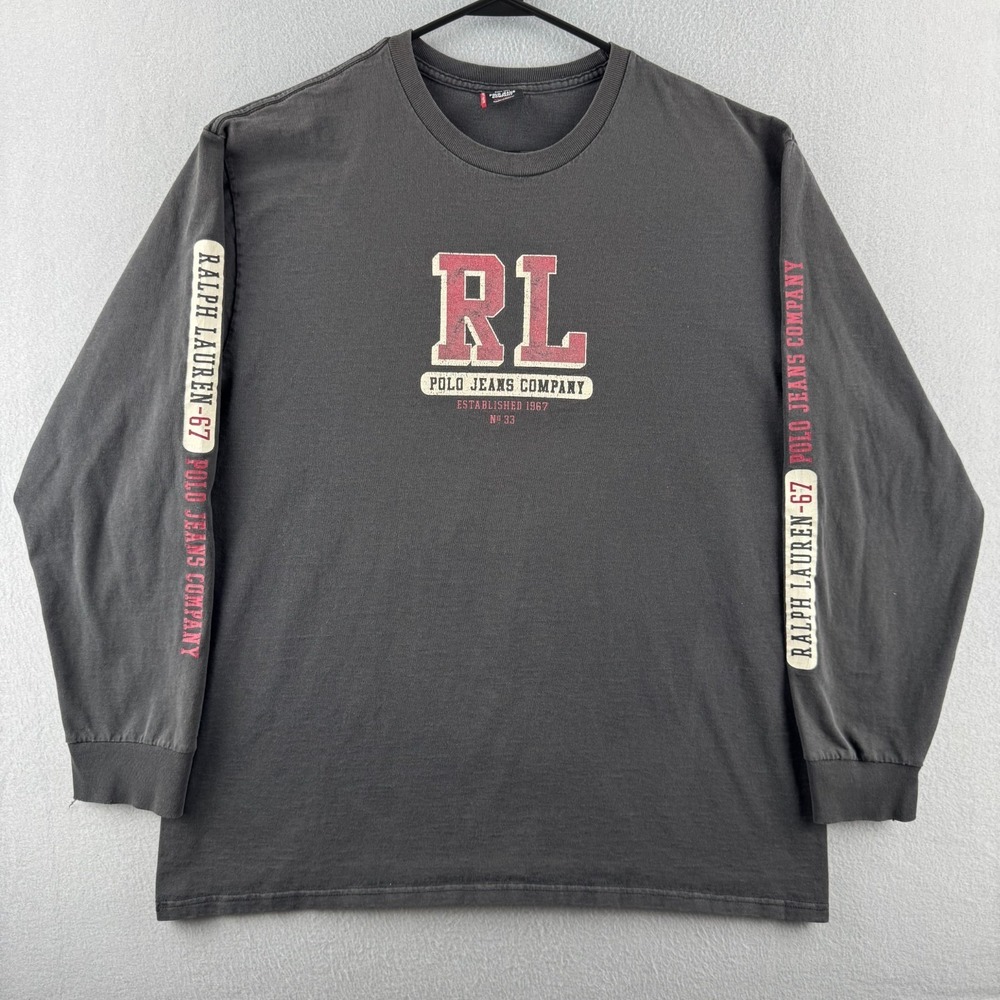 Vintage Polo Jeans Co Ralph Lauren Shirt Mens 2XL Short Sleeve‎ Tee Distressed